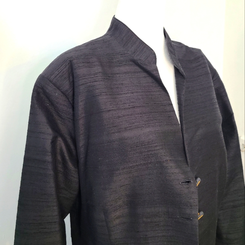 Black Long Sleeve Silk Opera Coat